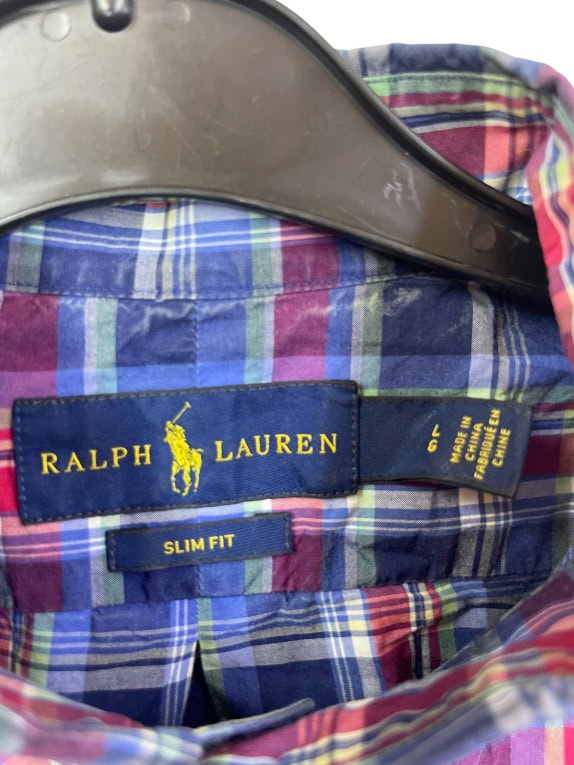 RALPH LAUREN LONG SLEEVE CHECK SHIRT BLUE MENS XL pre-owned