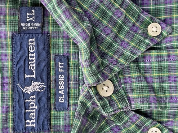 RALPH LAUREN SHIRT TARTAN GREEN MENS PRE OWNED XL