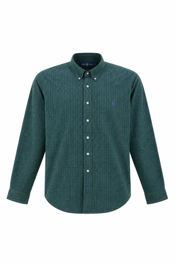 RALPH LAUREN SHIRT TARTAN GREEN MENS PRE OWNED XL