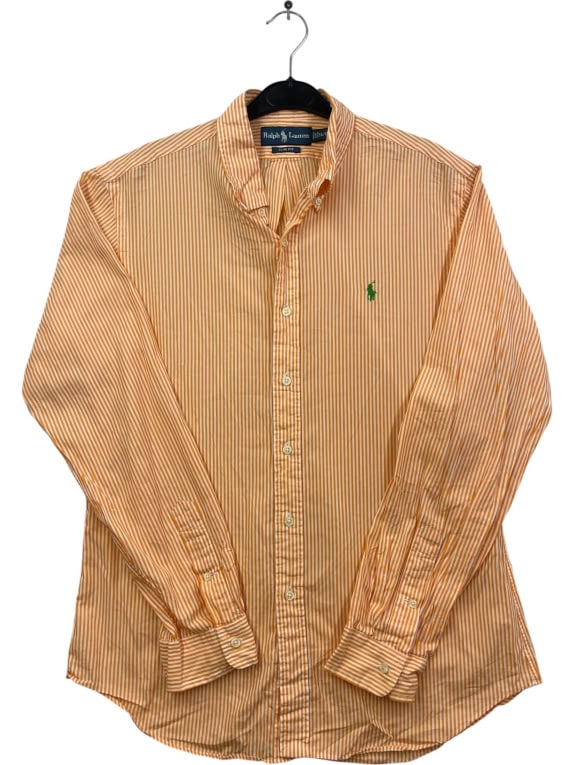 RALPH LAUREN SHIRT STRIPED ORANGE MENS L pre-owned
