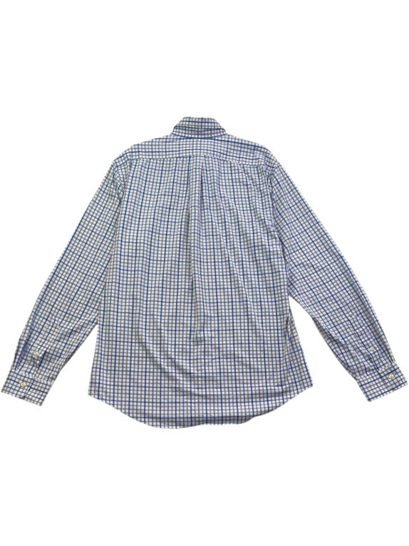 RALPH LAUREN ΠΟΥΚΑΜΙΣΟ SLIM FIT ΚΑΡΟ ΛΕΥΚΟ ΜΠΛΕ ΑΝΤΡΙΚΟ PRE OWNED L