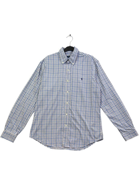 RALPH LAUREN ΠΟΥΚΑΜΙΣΟ SLIM FIT ΚΑΡΟ ΛΕΥΚΟ ΜΠΛΕ ΑΝΤΡΙΚΟ PRE OWNED L