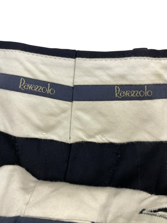 RAVAZZOLO Παντελόνι Κοστουμιού Vintage με Πιέτες Σκούρο Μπλε Ανδρικό XL