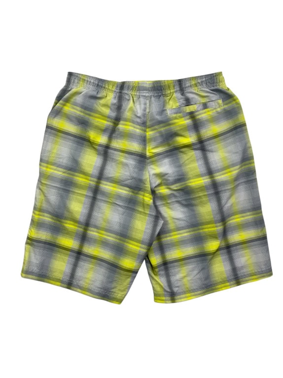 Reebok Plaid Sports Shorts Logo Grey Yellow Men’s M