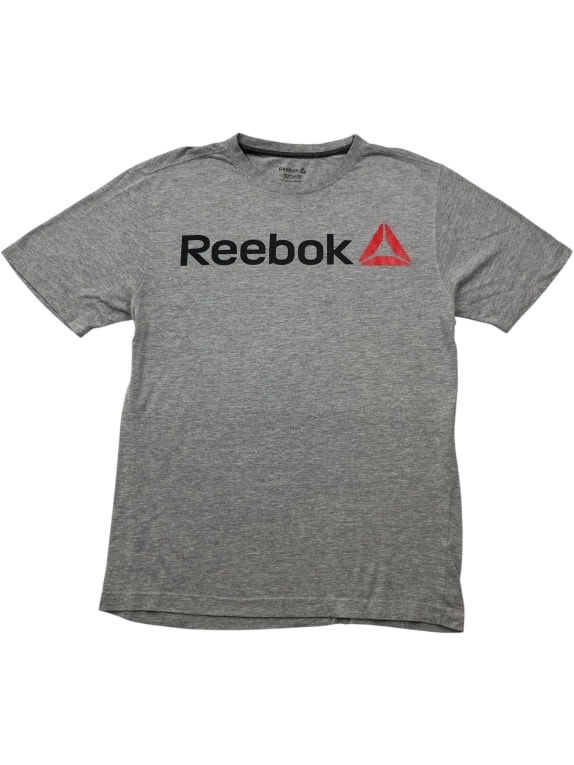 REEBOK ΑΘΛΗΤΙΚΟ T-SHIRT ΜΕ ΛΟΓΟΤΥΠΟ ΔΙΑΚΟΣΜΗΤΙΚΟ ΓΚΡΙ ΜΕΛΑΝΖΕ ΑΝΔΡΙΚΟ SMALL