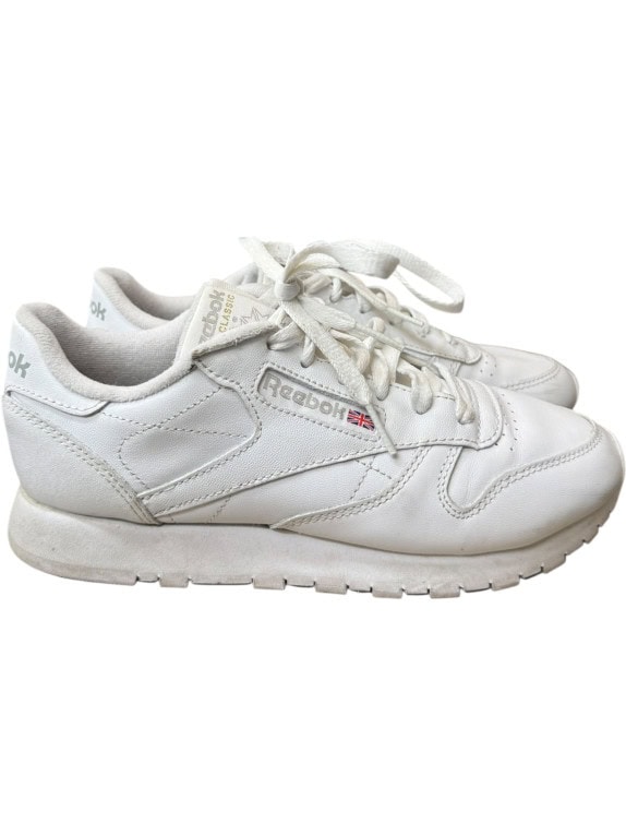 REEBOK CLASSIC LEATHER VINTAGE LOGO SNEAKERS WHITE WOMEN'S 37