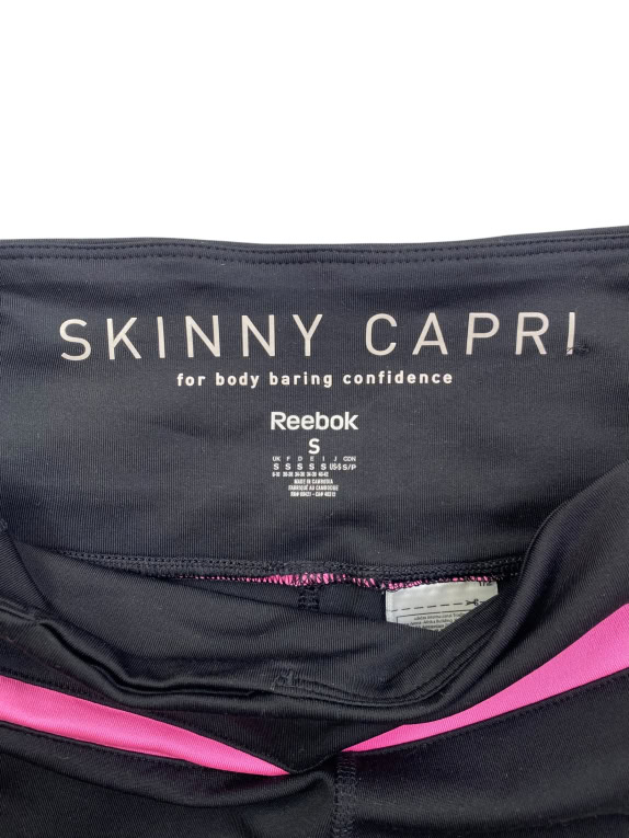 REEBOK Κολάν 3/4 SKINNY CAPRI Logo Μαύρο-Ροζ Γυναικείο S