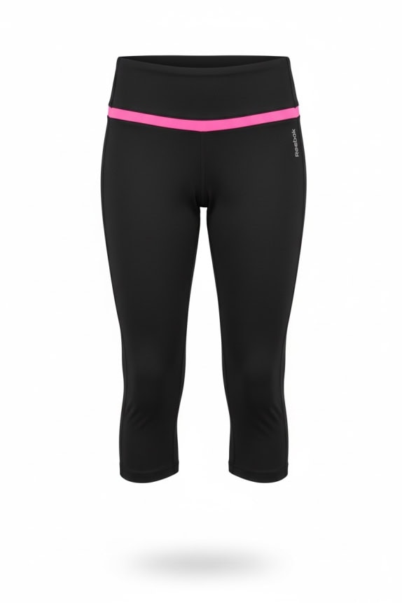 REEBOK Leggings 3/4 SKINNY CAPRI Logo Nero-Rosa Donna S