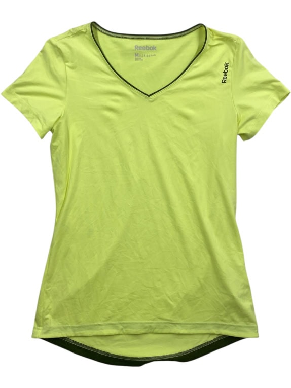 Reebok T-Shirt Αθλητικό V-Neck Λογότυπο Πράσινο Νέον Γυναικείο M