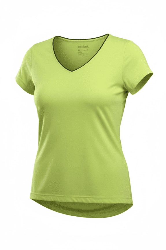 Reebok T-Shirt Αθλητικό V-Neck Λογότυπο Πράσινο Νέον Γυναικείο M