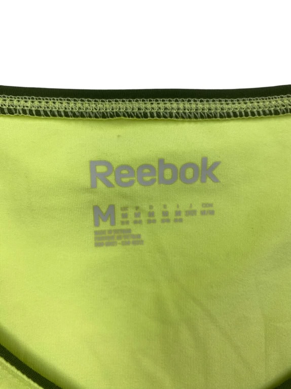 Reebok T-Shirt Αθλητικό V-Neck Λογότυπο Πράσινο Νέον Γυναικείο M