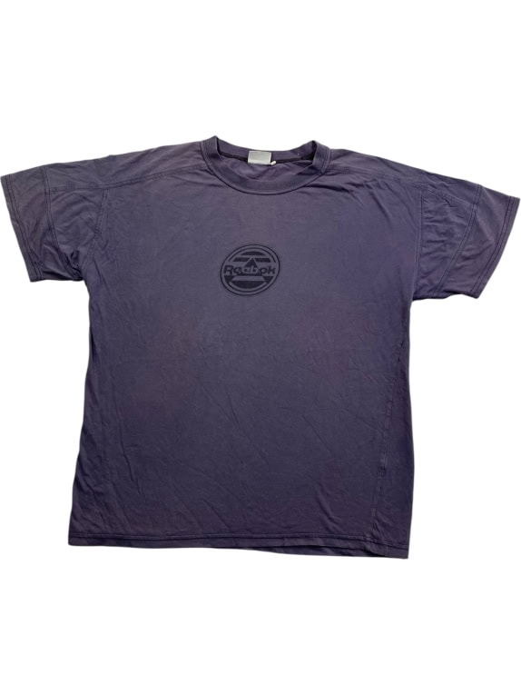 REEBOK T-shirt vintage con logo centrale viola/grigio da donna L