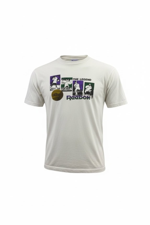 REEBOK Vintage T-shirt "The Legend" Graphic Print Λευκό Unisex Large