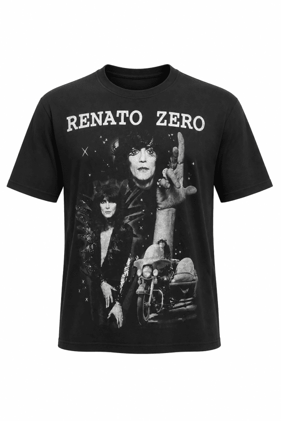 1995 RENATO ZERO GRAPHIC TEE VINTAGE BLACK UNISEX PRE OWNED L
