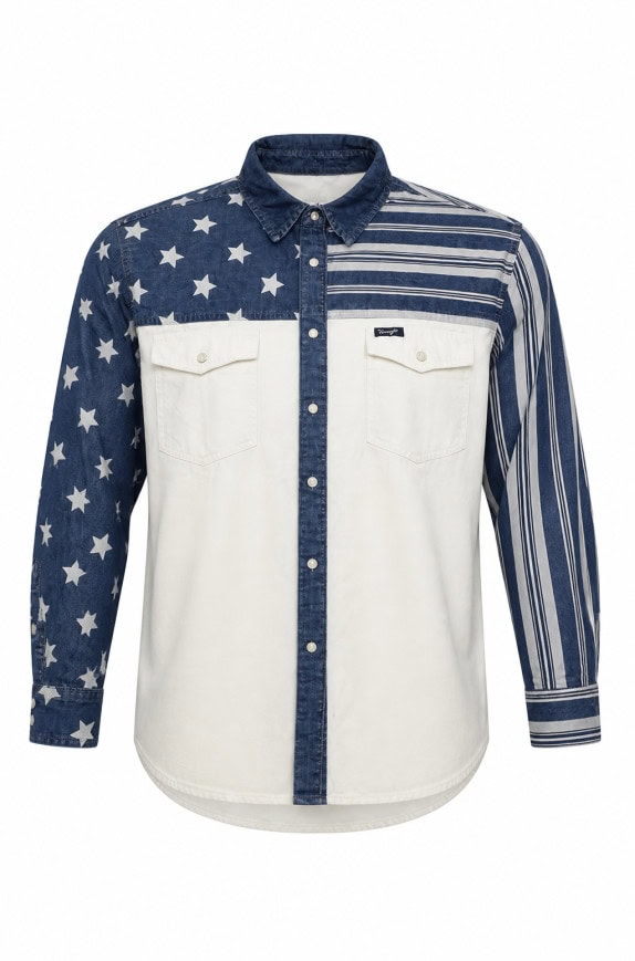 WRANGL ERRETRO DENIM ΠΟΥΚΑΜΙΣΟ ΛΕΥΚΟ ΜΠΛΕ ΑΝΤΡΙΚΟ PRE OWNED L