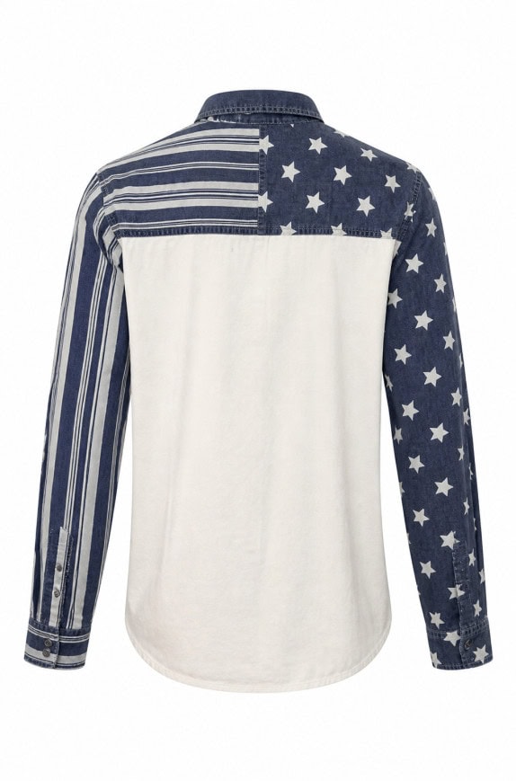 WRANGL ERRETRO DENIM ΠΟΥΚΑΜΙΣΟ ΛΕΥΚΟ ΜΠΛΕ ΑΝΤΡΙΚΟ PRE OWNED L