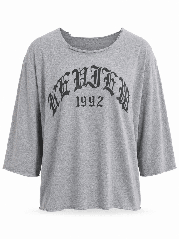 REVIEW 1992 GRAPHIC TEE CROP GRAY UNISEX PRE OWNED L