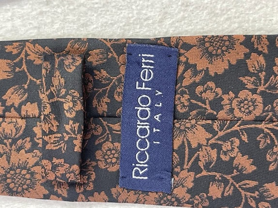 RICCARDO FERI TIE VINTAGE BLACK BROWN MEN PRE OWNED