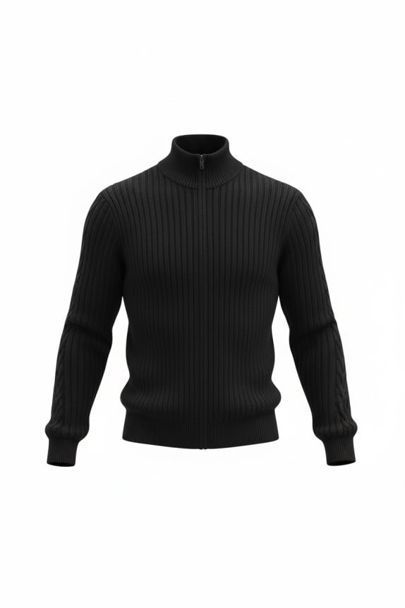 Rifle Heritage Ribbed Zip Knit Sweater Black Men's M