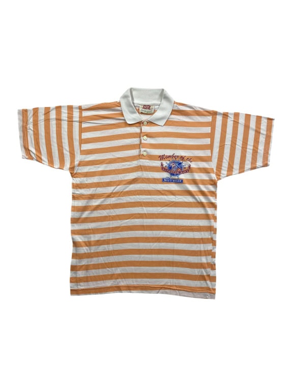 RIFLE Polo Μπλούζα Ριγέ Vintage Κεντημένο Λογότυπο Πορτοκαλί Λευκό Ανδρικό M