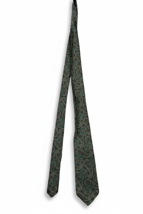 ROCCO BAROCCO TIE PAISLEY GREEN MENS PRE OWNED