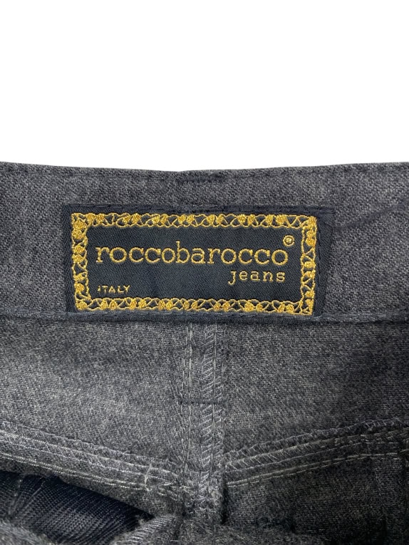 ROCCO BAROCCO JEANS ΠΑΝΤΕΛΟΝΙ VINTAGE ΛΟΓΟΤΥΠΟ ΣΤΗ ΜΕΣΗ ΓΚΡΙ ΓΥΝΑΙΚΕΙΟ XS