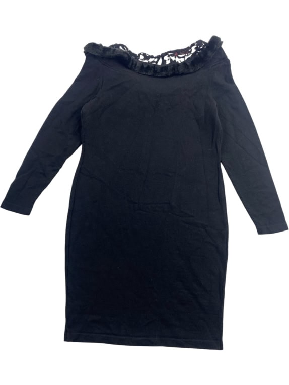 ROCCOBAROCCO Φόρεμα Mini Elegant Γούνα Γιακάς Μαύρο Γυναικείο (XL)