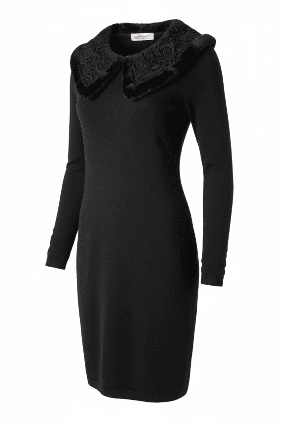 ROCCOBAROCCO Φόρεμα Mini Elegant Γούνα Γιακάς Μαύρο Γυναικείο (XL)