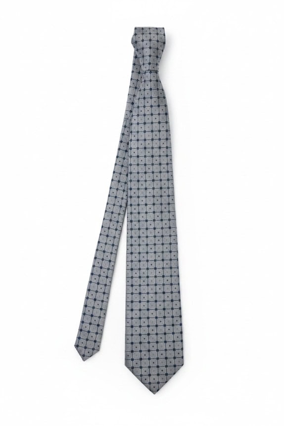 ROCCOBAROCCO NECKTIE CLASSIC GREY NAVY MENS PRE OWNED