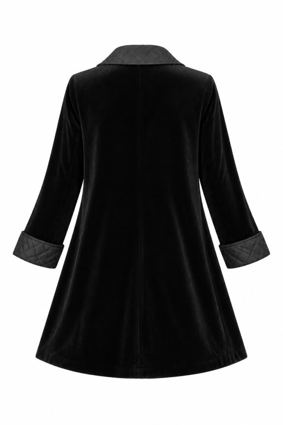 1990s ROCCOBAROCCO VELVET COAT BLACK WOMEN PRE OWNED XL