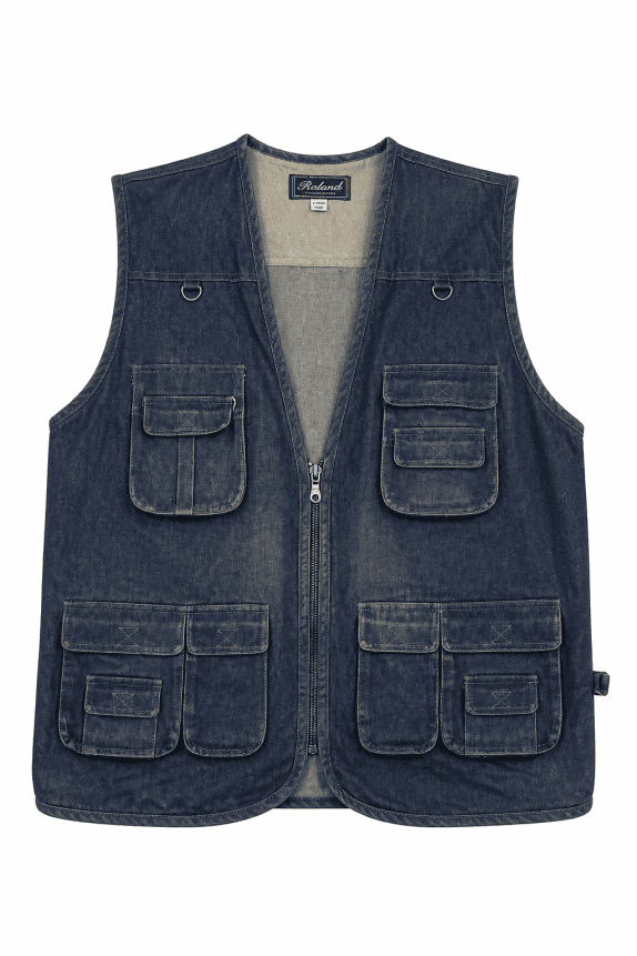 Y2K BIDANLI ΓΙΛΕΚΟ DENIM ΣΤΡΑΤΙΩΤΙΚΟ ΜΠΛΕ ΑΝΤΡΙΚΟ PRE OWNED L
