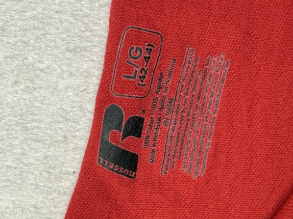 RUSSELL ATHLETIC 1990S GRAPHIC CROPPED TEE RED MEN PRE OWNED L
