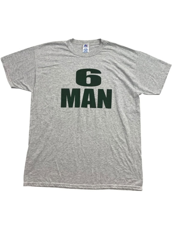 RUSSELL ATHLETIC TSHIRT VINTAGE 6 MAN GRAPHIC ΓΚΡΙ UNISEX L preowned