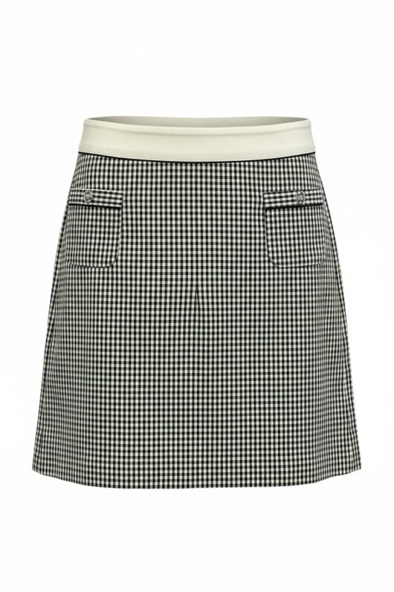S MAX MARA GONNA CASUAL A QUADRI CON LOGO NERO-BIANCO DA DONNA L