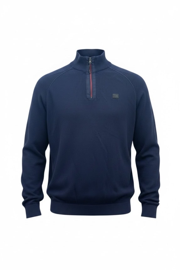 S OLIVER ΠΛΕΚΤΟ HALF ZIP MINIMAL NAVY ΑΝΤΡΙΚΟ PRE OWNED XXL
