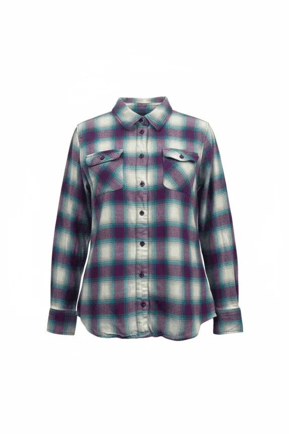 S. Polo Assn. Camicia casual a quadri viola/turchese da donna L