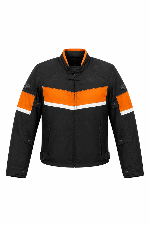 90s SAPU SPORTS BIKER JACKET ATHLETIC BLACK ORANGE MEN PRE OWNED L
