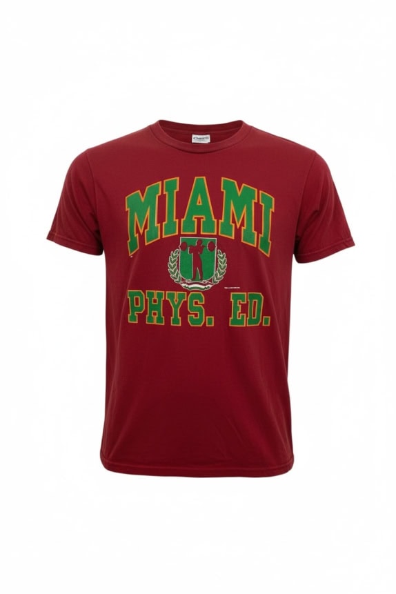 SAVY SPORTSWEAR T-SHIRT VINTAGE MIAMI PHYS. ED. PRINT ΜΠΟΡΝΤΟ UNISEX LARGE
