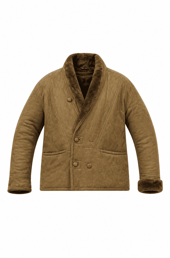 1980s SHEARLING ΔΕΡΜΑΤΙΝΟ ΜΠΟΥΦΑΝ ΜΠΟΥΚΛΕ ΚΑΦΕ ΑΝΤΡΙΚΟ PRE OWNED L