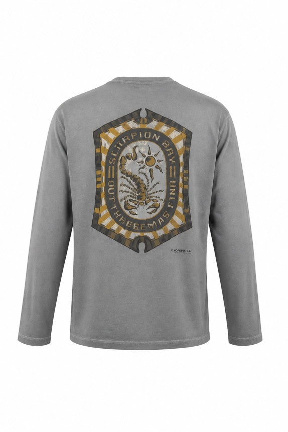 SCORPION BAY LONG SLEEVE TEE GRAPHIC WASHED GREY UNISEX PRE OWNED S