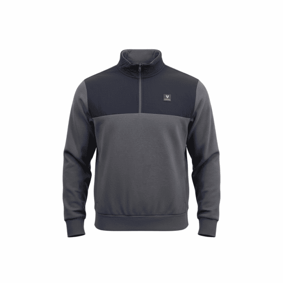 SCOTT ELLIS Felpa Casual Half Zip con Logo Bicolore Grigio da Uomo XL