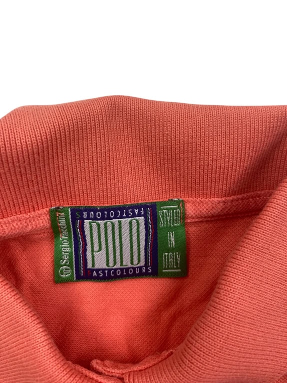 Sergio Tacchini Polo senza maniche con logo vintage corallo da donna M