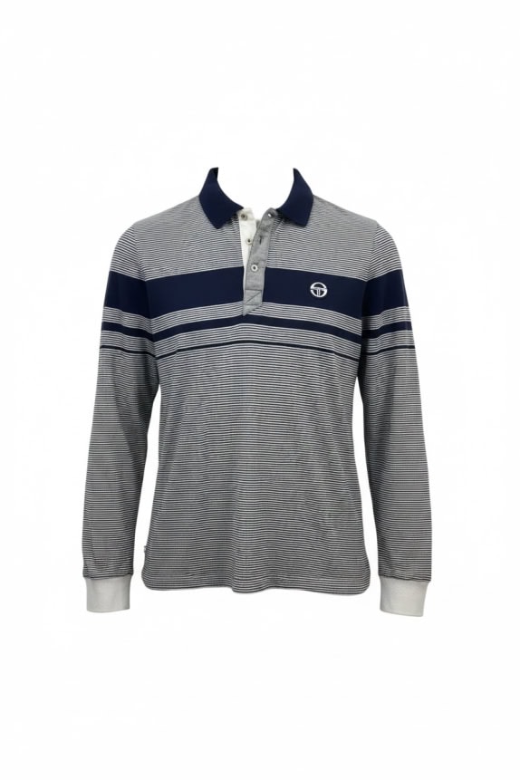 SERGIO TACCHINI ΜΠΛΟΥΖΑ POLO ΜΑΚΡΥΜΑΝΙΚΗ ΡΙΓΕ ΛΟΓΟΤΥΠΟ ΜΠΛΕ ΓΚΡΙ ΑΝΔΡΙΚΟ S