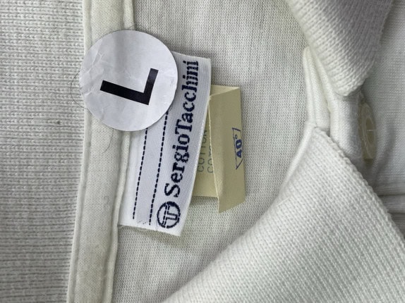 90s SERGIO TACCHINI POLO SHIRT RETRO SPORTSWEAR OFF WHITE MEN PRE OWNED L
