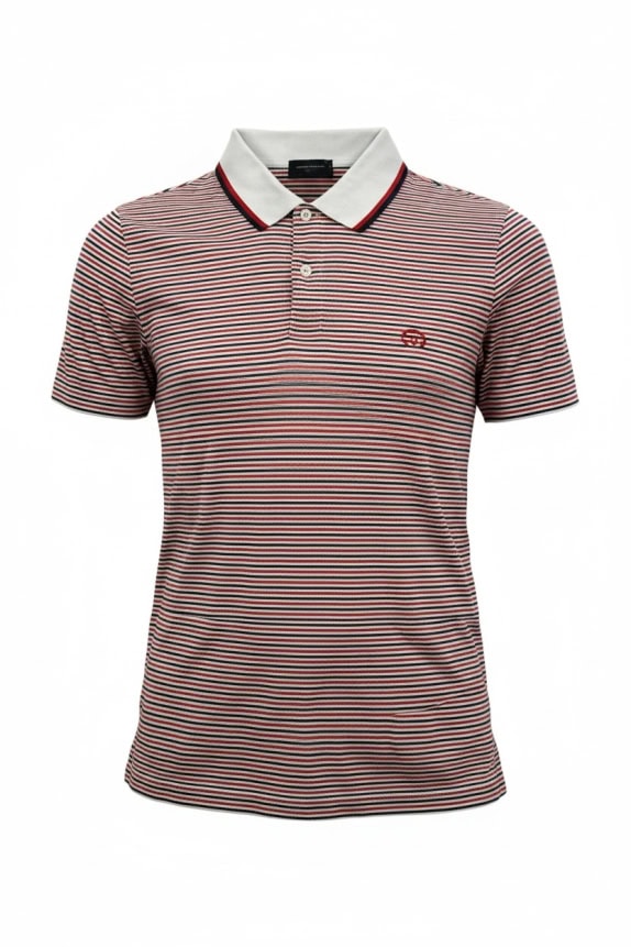 SERGIO TACCHINI POLO A RIGHE CON LOGO ROSSO-BLU UOMO M