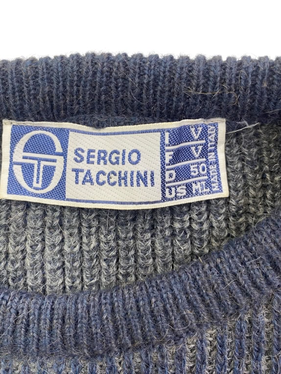SERGIO TACCHINI ΠΛΕΚΗ ΜΠΛΟΥΖΑ VINTAGE ΜΕ ΓΕΩΜΕΤΡΙΚΟ ΣΧΕΔΙΟ ΜΠΛΕ/ΓΚΡΙ UNISEX L