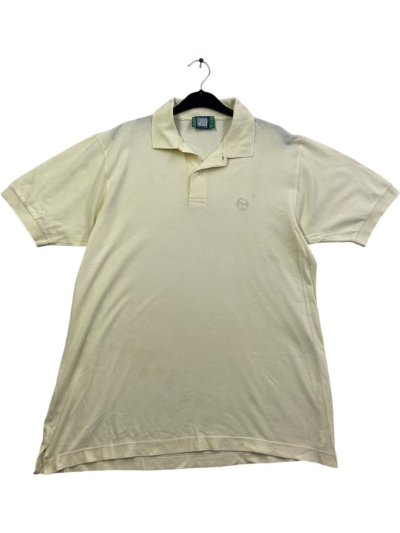 Sergio Tacchini Polo Shirt Vintage Logo Beige UNISEX L