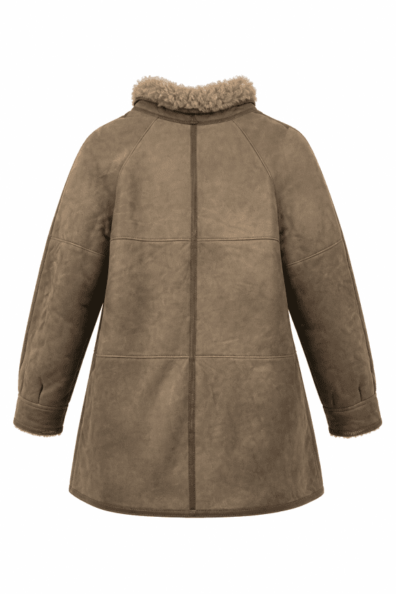 SHEARLING ΜΑΚΡΥ ΠΑΛΤΟ ΚΑΣΤΟΡΙΝΟ ΜΠΕΖ ΓΥΝΑΙΚΕΙΟ PRE OWNED XL