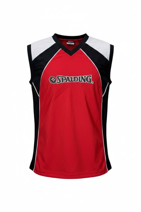 SPALDING BASKETBALL JERSEY ATHLETIC RED BLACK WHITE UNISEX PRE OWNED M