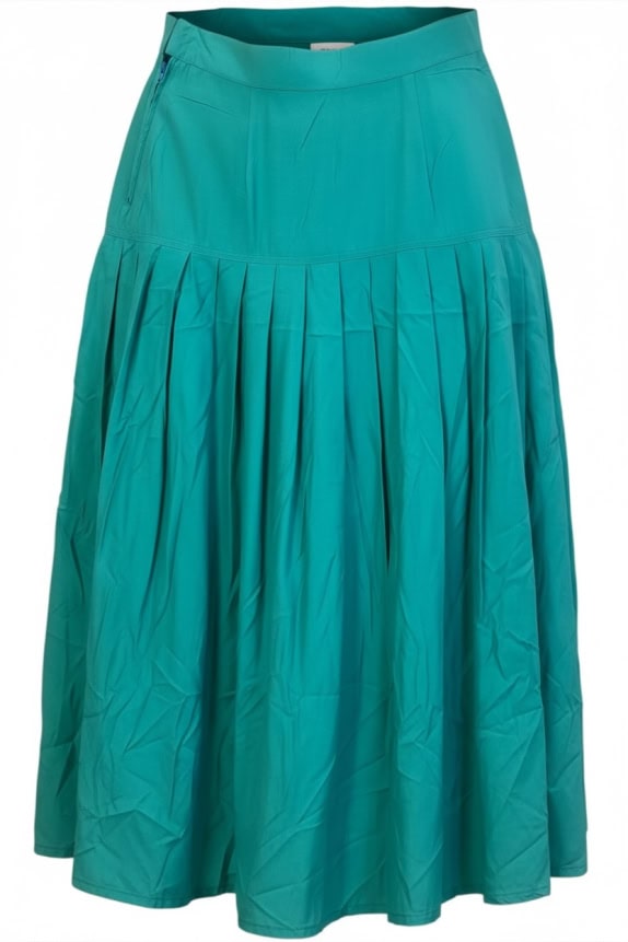 STEFANEL MAXI SKIRT RETRO PLEATED TURQUOISE WOMEN'S XS